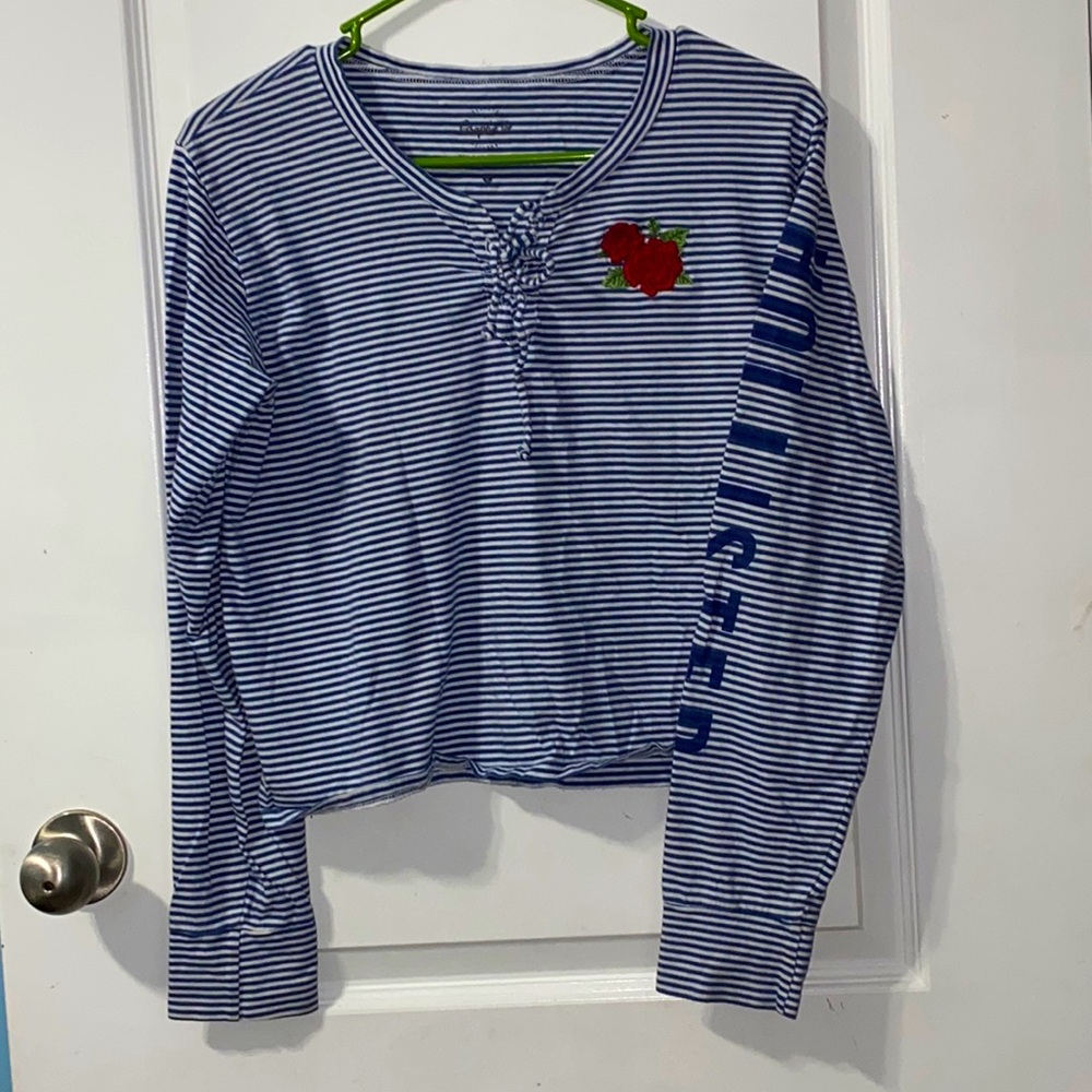 Hollister Red Roses Striped Long Sleeve